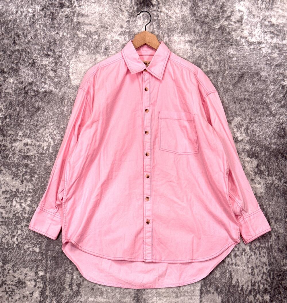 Free People Shirt XS Womens Pink Cotton Twill Oversized Button Tunic Top